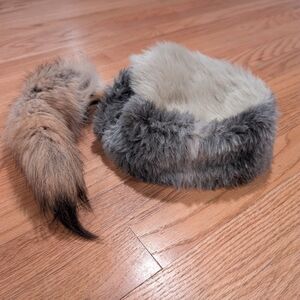 Faux Fur Hat With REAL Coyote Tail